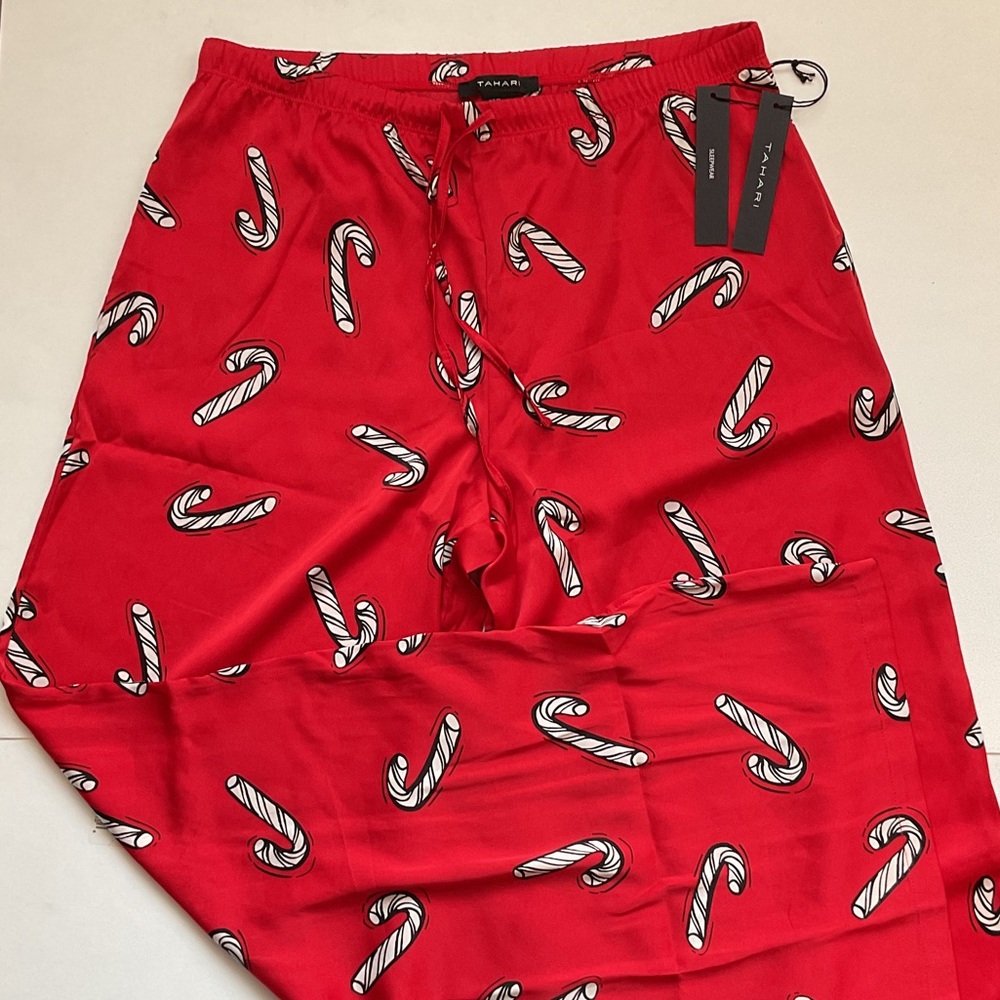 Tahari Red Candy Cane Print PJ Pants